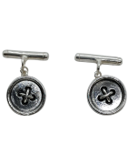 Gemelos Boton Camisa de Plata de Ley