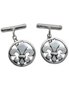 Gemelos Flor de Lis de Plata de Ley